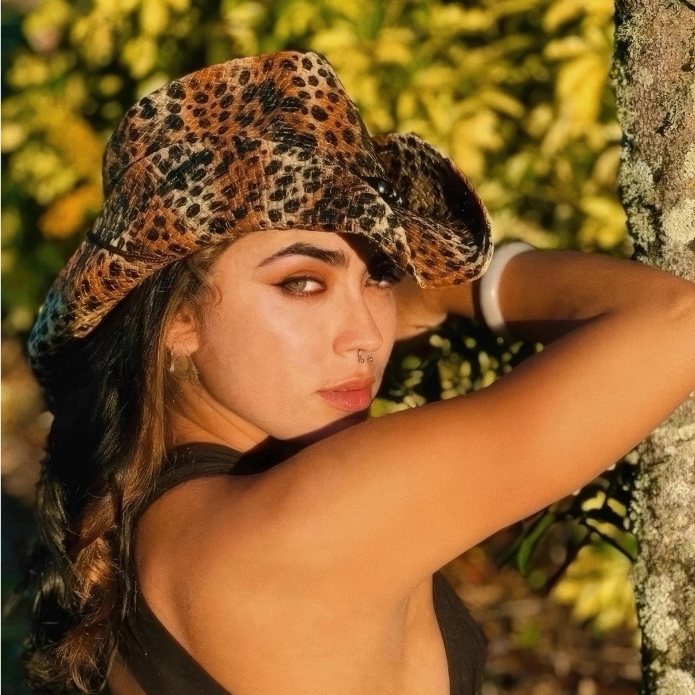 Cheetah Print Straw Cowboy Hat for Men and Women - Hand-Painted